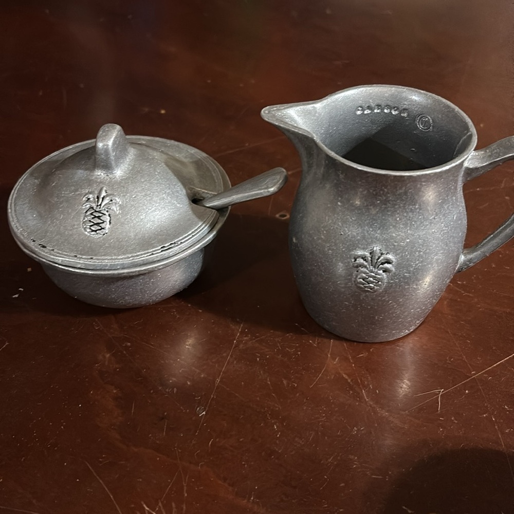 Carson Pewter sugar and creamer set.